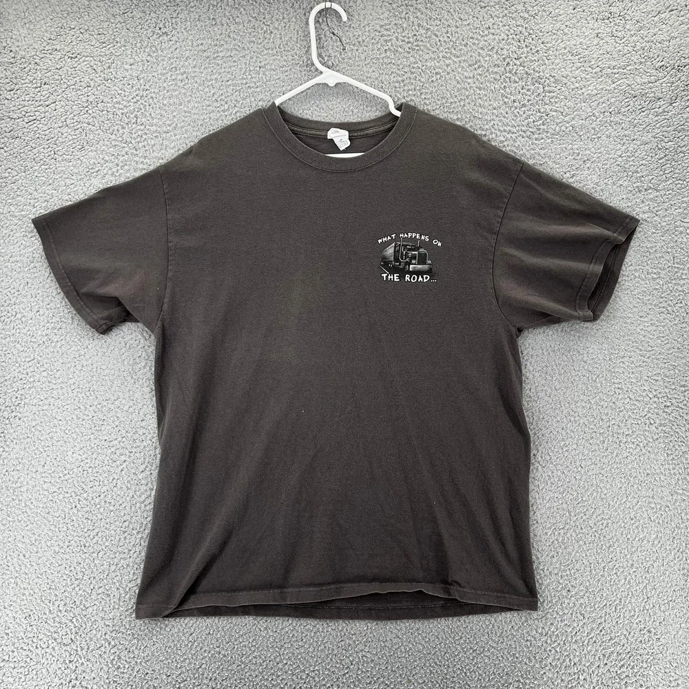 VTG Y2k Delta Magnum Weight Trucker Shirt Men XL Black What Happens On The Road